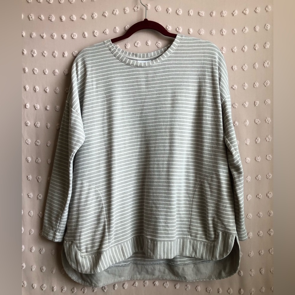 J. Jill Gray Striped Sweatshirt